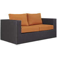 Modway EEI-1907-EXP-ORA Convene Outdoor Patio Loveseat in Espresso Orange