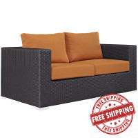 Modway EEI-1907-EXP-ORA Convene Outdoor Patio Loveseat in Espresso Orange