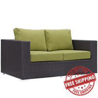Modway EEI-1907-EXP-PER Convene Outdoor Patio Loveseat in Espresso Peridot