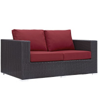 Modway EEI-1907-EXP-RED Convene Outdoor Patio Loveseat in Espresso Red
