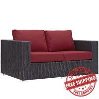 Modway EEI-1907-EXP-RED Convene Outdoor Patio Loveseat in Espresso Red