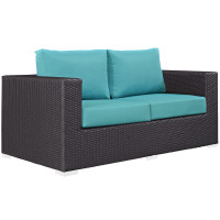 Modway EEI-1907-EXP-TRQ Convene Outdoor Patio Loveseat in Espresso Turquoise
