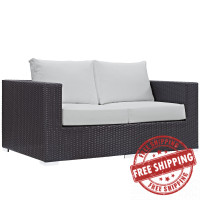 Modway EEI-1907-EXP-WHI Convene Outdoor Patio Loveseat in Espresso White