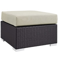 Modway EEI-1911-EXP-BEI Convene Outdoor Patio Fabric Square Ottoman in Espresso Beige