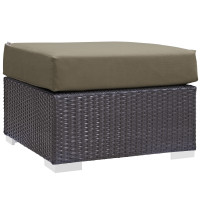 Modway EEI-1911-EXP-MOC Convene Outdoor Patio Fabric Square Ottoman in Espresso Mocha