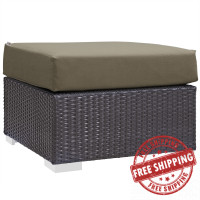 Modway EEI-1911-EXP-MOC Convene Outdoor Patio Fabric Square Ottoman in Espresso Mocha