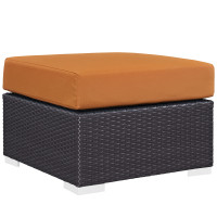 Modway EEI-1911-EXP-ORA Convene Outdoor Patio Fabric Square Ottoman in Espresso Orange