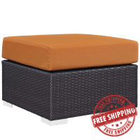 Modway EEI-1911-EXP-ORA Convene Outdoor Patio Fabric Square Ottoman in Espresso Orange