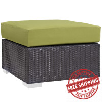 Modway EEI-1911-EXP-PER Convene Outdoor Patio Fabric Square Ottoman in Espresso Peridot