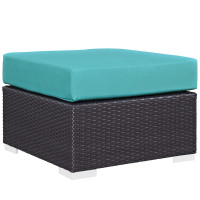 Modway EEI-1911-EXP-TRQ Convene Outdoor Patio Fabric Square Ottoman in Espresso Turquoise