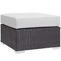 Modway EEI-1911-EXP-WHI Convene Outdoor Patio Fabric Square Ottoman in Espresso White