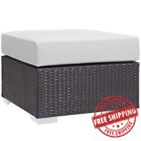 Modway EEI-1911-EXP-WHI Convene Outdoor Patio Fabric Square Ottoman in Espresso White