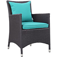Modway EEI-1913-EXP-TRQ Convene Dining Outdoor Patio Armchair in Espresso Turquoise