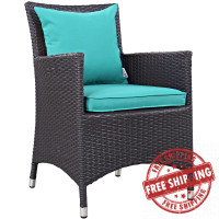 Modway EEI-1913-EXP-TRQ Convene Dining Outdoor Patio Armchair in Espresso Turquoise