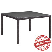 Modway EEI-1914-EXP Convene 47" Square Outdoor Patio Glass Top Dining Table in Espresso