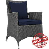 Modway EEI-1924-CHC-NAV Sojourn Dining Outdoor Patio Sunbrella Armchair in Canvas Navy