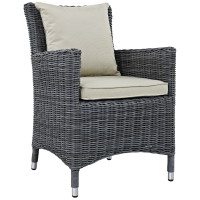 Modway EEI-1935-GRY-BEI Summon Dining Outdoor Patio Sunbrella Armchair in Antique Canvas Beige