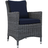 Modway EEI-1935-GRY-NAV Summon Dining Outdoor Patio Sunbrella Armchair in Canvas Navy