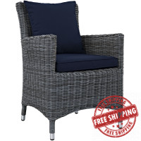 Modway EEI-1935-GRY-NAV Summon Dining Outdoor Patio Sunbrella Armchair in Canvas Navy