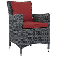 Modway EEI-1935-GRY-RED Summon Dining Outdoor Patio Sunbrella Armchair