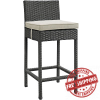 Modway EEI-1957-CHC-BEI Sojourn Outdoor Patio Sunbrella Bar Stool in Antique Canvas Beige