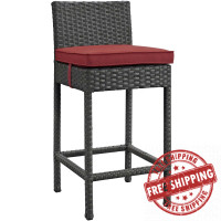 Modway EEI-1957-CHC-RED Sojourn Outdoor Patio Sunbrella Bar Stool