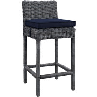 Modway EEI-1960-GRY-NAV Summon Outdoor Patio Sunbrella Bar Stool in Canvas Navy