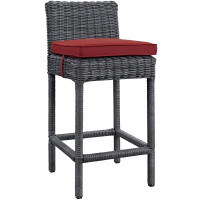 Modway EEI-1960-GRY-RED Summon Outdoor Patio Sunbrella Bar Stool