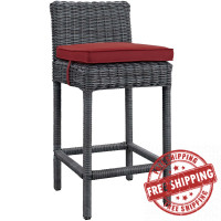 Modway EEI-1960-GRY-RED Summon Outdoor Patio Sunbrella Bar Stool