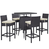 Modway EEI-1963-EXP-BEI-SET Convene 5 Piece Outdoor Patio Pub Set in Espresso Beige
