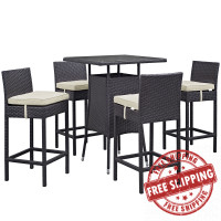 Modway EEI-1963-EXP-BEI-SET Convene 5 Piece Outdoor Patio Pub Set in Espresso Beige