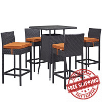 Modway EEI-1963-EXP-ORA-SET Convene 5 Piece Outdoor Patio Pub Set in Espresso Orange