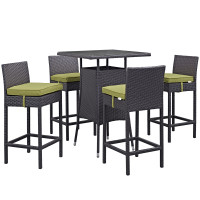 Modway EEI-1963-EXP-PER-SET Convene 5 Piece Outdoor Patio Pub Set in Espresso Peridot