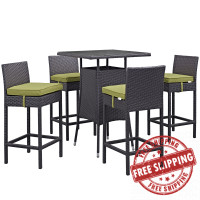 Modway EEI-1963-EXP-PER-SET Convene 5 Piece Outdoor Patio Pub Set in Espresso Peridot