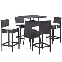 Modway EEI-1963-EXP-WHI-SET Convene 5 Piece Outdoor Patio Pub Set in Espresso White