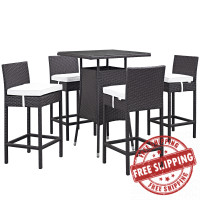 Modway EEI-1963-EXP-WHI-SET Convene 5 Piece Outdoor Patio Pub Set in Espresso White