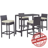 Modway EEI-1964-EXP-BEI-SET Convene 5 Piece Outdoor Patio Pub Set in Espresso Beige