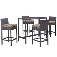 Modway EEI-1964-EXP-MOC-SET Convene 5 Piece Outdoor Patio Pub Set in Espresso Mocha