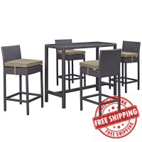 Modway EEI-1964-EXP-MOC-SET Convene 5 Piece Outdoor Patio Pub Set in Espresso Mocha