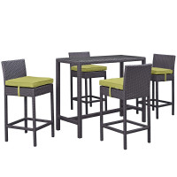 Modway EEI-1964-EXP-PER-SET Convene 5 Piece Outdoor Patio Pub Set in Espresso Peridot