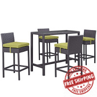 Modway EEI-1964-EXP-PER-SET Convene 5 Piece Outdoor Patio Pub Set in Espresso Peridot