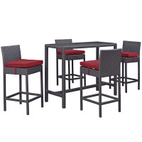Modway EEI-1964-EXP-RED-SET Convene 5 Piece Outdoor Patio Pub Set in Espresso Red
