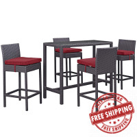 Modway EEI-1964-EXP-RED-SET Convene 5 Piece Outdoor Patio Pub Set in Espresso Red