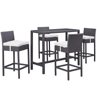 Modway EEI-1964-EXP-WHI-SET Convene 5 Piece Outdoor Patio Pub Set in Espresso White
