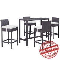 Modway EEI-1964-EXP-WHI-SET Convene 5 Piece Outdoor Patio Pub Set in Espresso White