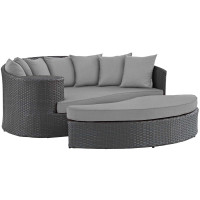 Modway EEI-1982-CHC-GRY Sojourn Outdoor Patio Sunbrella Daybed
