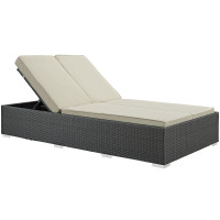 Modway EEI-1983-CHC-BEI Sojourn Outdoor Patio Sunbrella Double Chaise in Chocolate Beige
