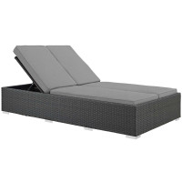 Modway EEI-1983-CHC-GRY Sojourn Outdoor Patio Sunbrella Double Chaise