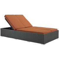 Modway EEI-1983-CHC-TUS Sojourn Outdoor Patio Sunbrella Double Chaise in Chocolate Tuscan
