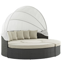 Modway EEI-1986-CHC-BEI-SET Sojourn Outdoor Patio Sunbrella Daybed in Antique Canvas Beige